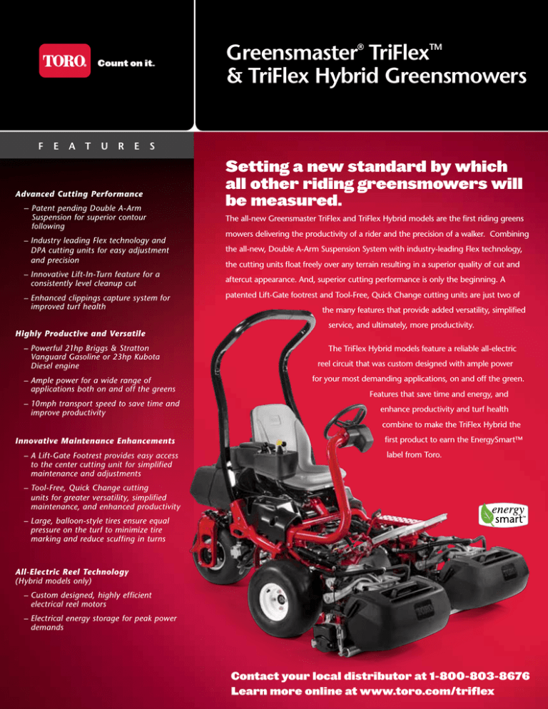 Toro Greensmaster TriFlex 3300 Product information Toro Greensmaster TriFlex 3300 Product information