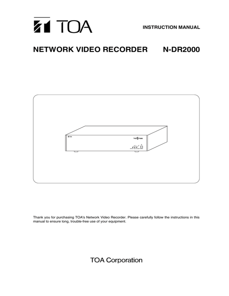 Toro N-DR2000 User manual Toro N-DR2000 User manual
