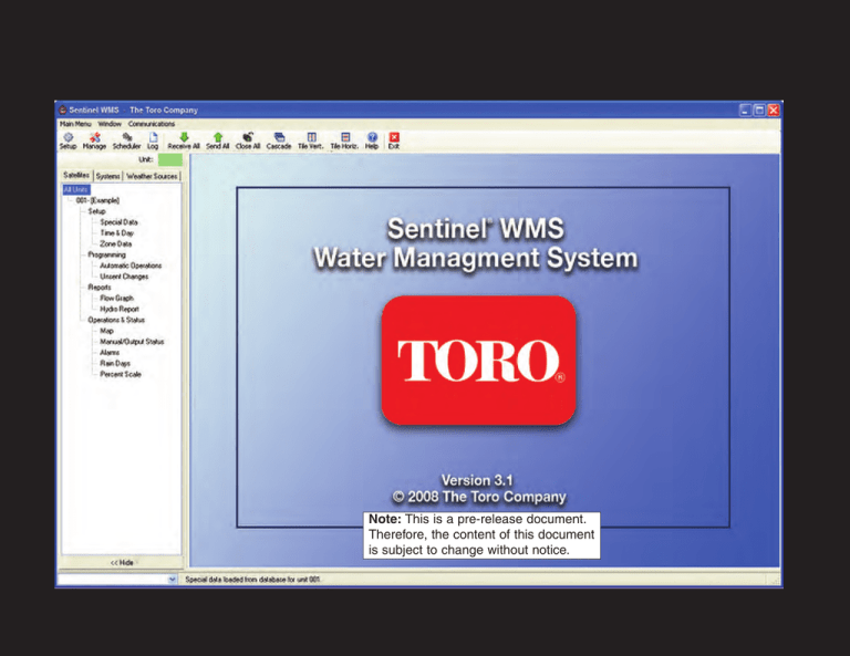 Toro Sentinel User manual Toro Sentinel User manual