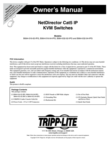 Tripp Lite NETDIRECTORTM B064-016-02-IPG Owner's Manual | Manualzz