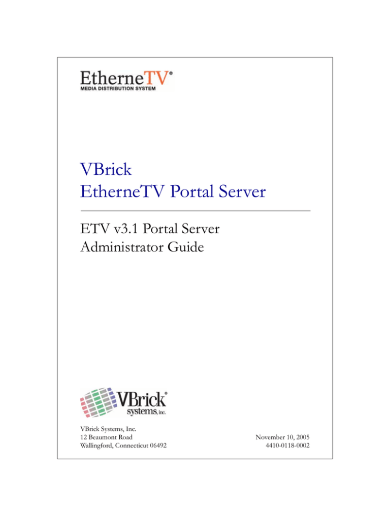 VBrick Systems V3.1 User manual VBrick Systems V3.1 User manual