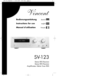 Vincent Audio SV-123 Instructions for use | Manualzz