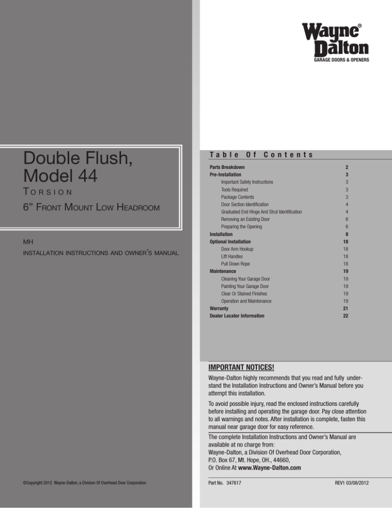 Wayne-Dalton 44 User manual Wayne-Dalton 44 User manual