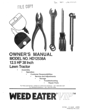 Weed Eater VIP 157394 Owner's manual Weed Eater VIP 157394 Owner's manual