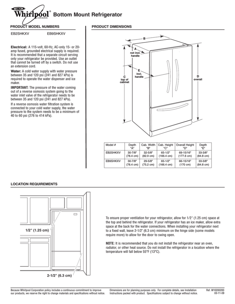 Whirlpool EB2SHKXV User manual Whirlpool EB2SHKXV User manual