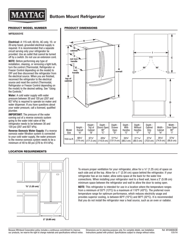 Whirlpool MFB2055YEB User guide Whirlpool MFB2055YEB User guide