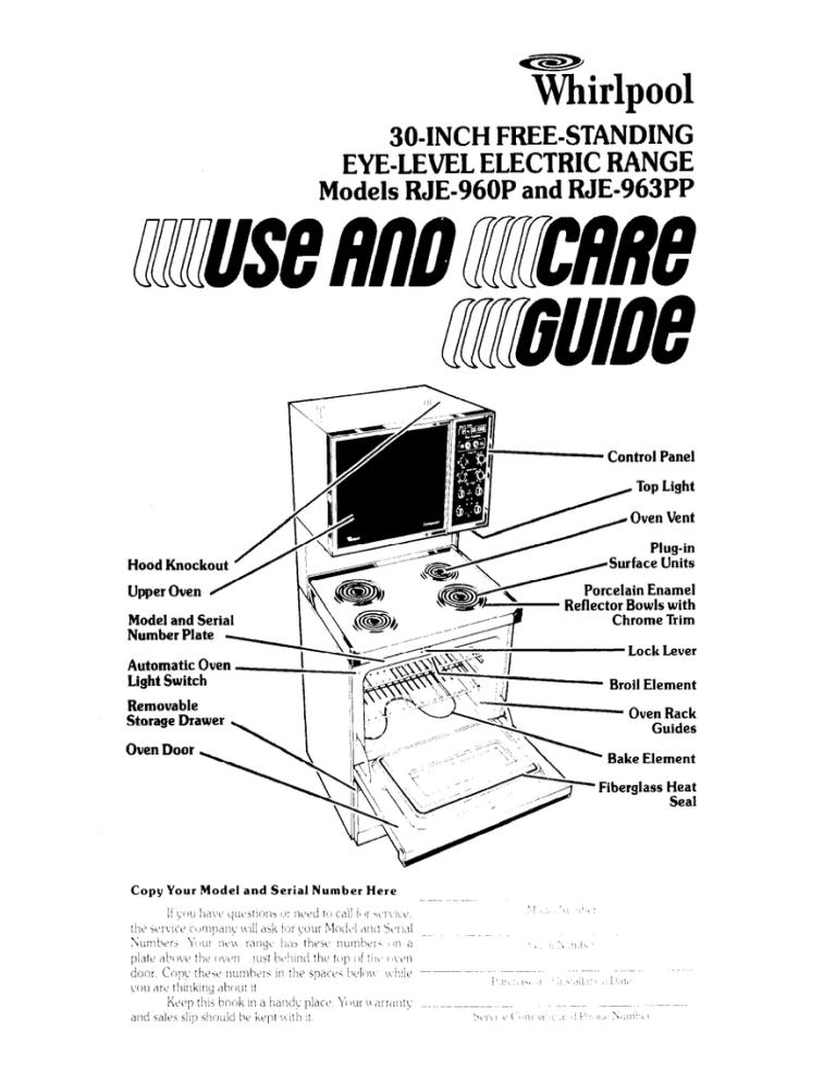 Whirlpool RJE-960P User's manual Whirlpool RJE-960P User's manual