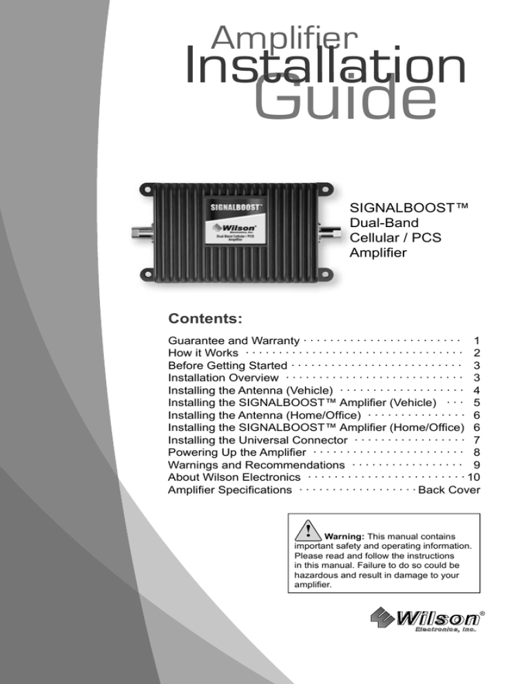 Wilson SIGNALBOOST User manual Wilson SIGNALBOOST User manual