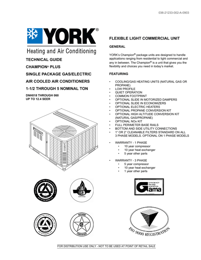 York DNH018 User manual York DNH018 User manual