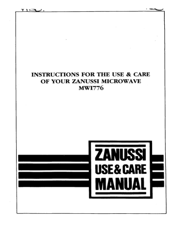Zanussi MW1776 User manual Zanussi MW1776 User manual