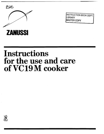 Zanussi VC19M User manual Zanussi VC19M User manual