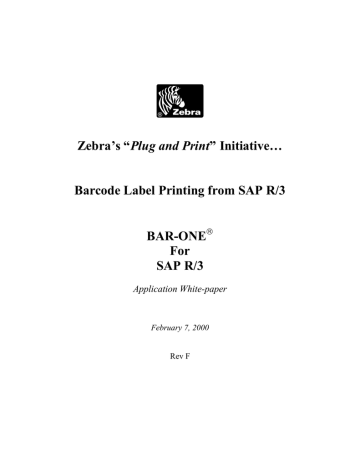 Zebra SAP R/3 User's Manual | Manualzz