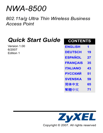 ZyXEL NWA-8500 User's Manual | Manualzz