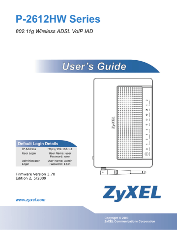 Voice. ZyXEL Communications P-2612HW Series, P-2612HW-F1 -, P-2612HW | Manualzz