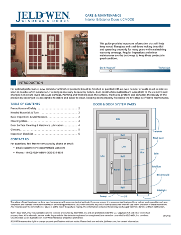 JELD-WEN THDJW166700597 Use and Care Manual | Manualzz