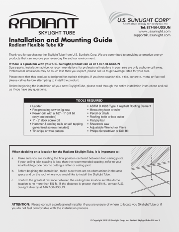 US Sunlight 1914ST Installation guide US Sunlight 1914ST Installation guide