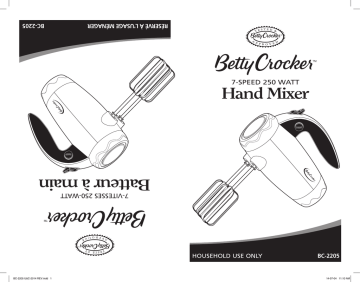Cleaning Your Hand Mixer. BETTY CROCKER BC2205C, BC-2205C | Manualzz