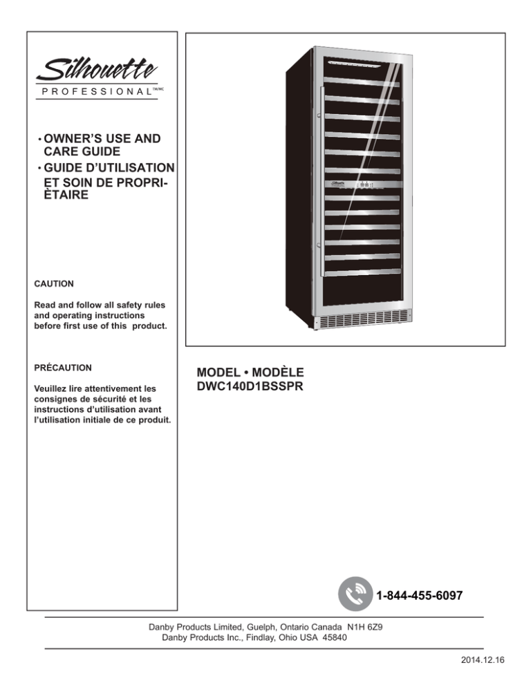 Silhouette DWC140D1BSSPR, DWC140D1BSSPR Bordeaux Owner's manual Silhouette DWC140D1BSSPR, DWC140D1BSSPR Bordeaux Owner's manual