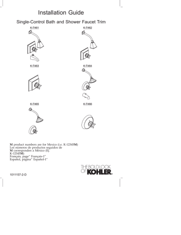 KOHLER K-T463-4S-CP Installation Guide | Manualzz KOHLER K-T463-4S-CP Installation Guide | Manualzz