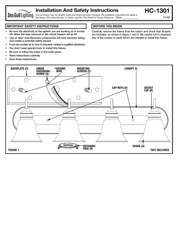 Sea Gull Lighting 44853-782 Installation instructions | Manualzz