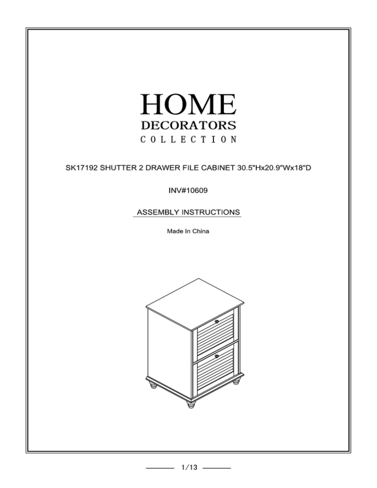 Home Decorators Collection 1060900910 Installation guide Home Decorators Collection 1060900910 Installation guide