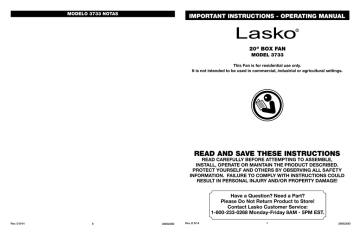 Lasko B20401 Operating Manual | Manualzz