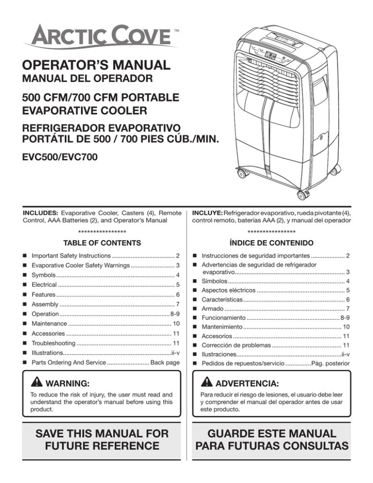 Arctic Cove EVC700-MBPM016 User guide Arctic Cove EVC700-MBPM016 User guide