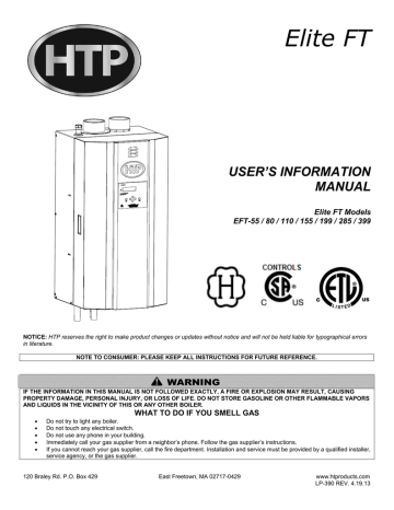 HTP EFT-399PU Use and Care Manual | Manualzz