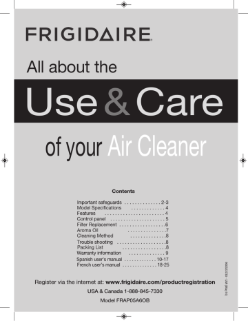 Frigidaire FRAP05A6OB User guide Frigidaire FRAP05A6OB User guide