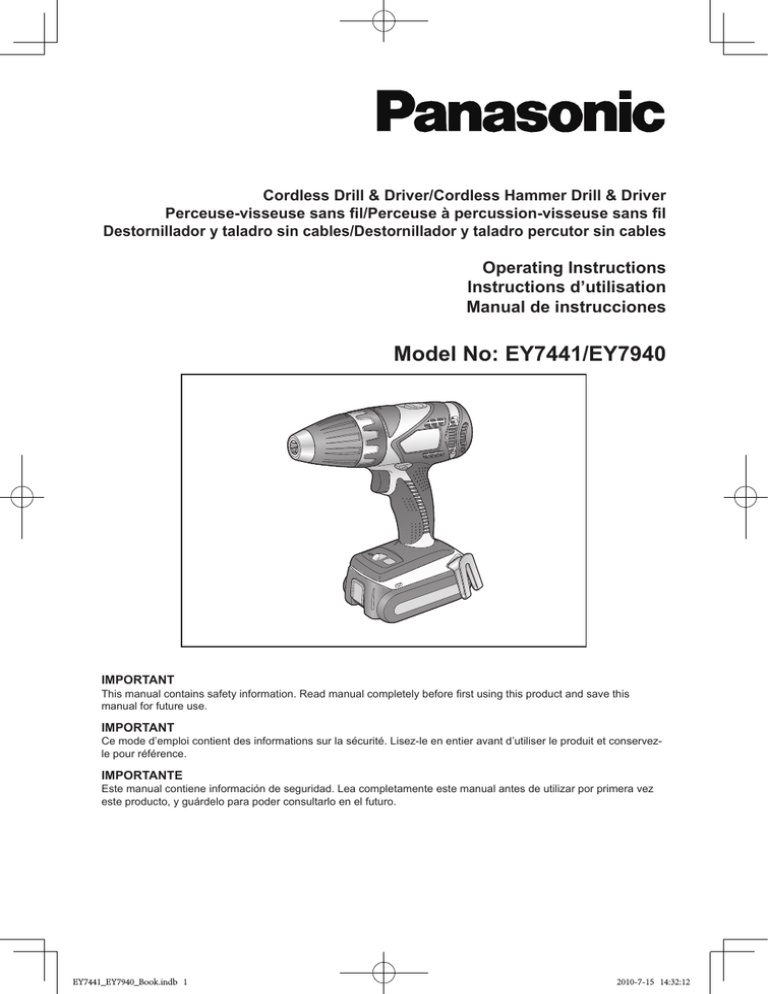 Panasonic EY7441LR2S User guide Panasonic EY7441LR2S User guide