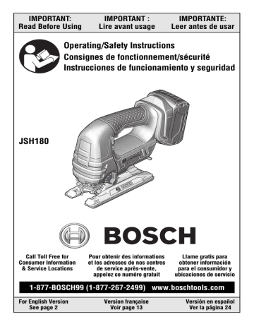 Bosch JSH180BN Use and Care Manual | Manualzz