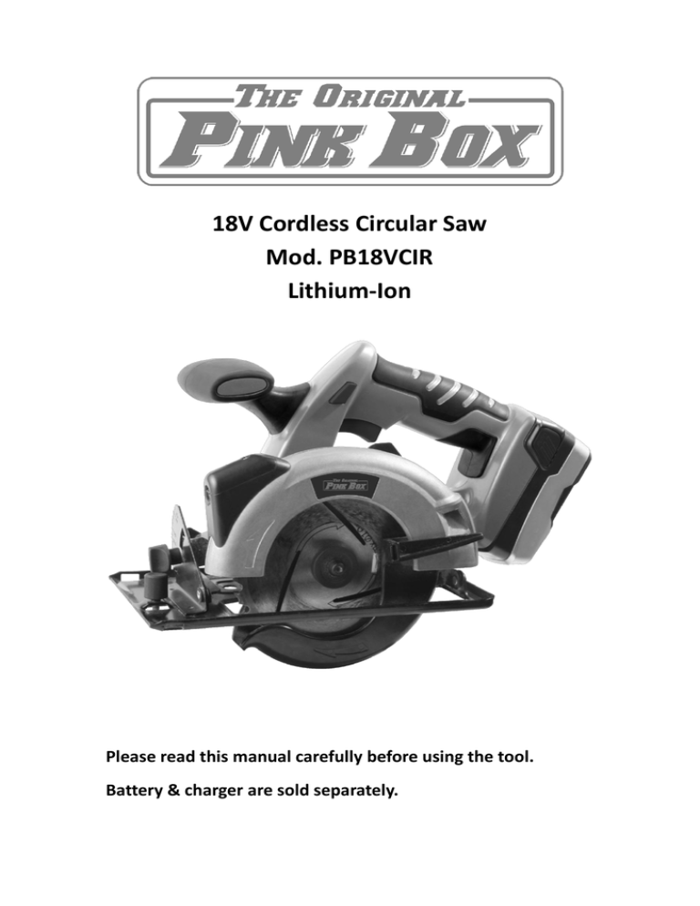 The Original Pink Box PB18VCIR User guide The Original Pink Box PB18VCIR User guide