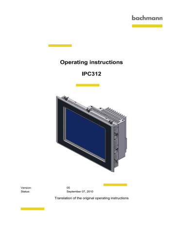 Bachmann IPC312 Operating Instructions Manual | Manualzz Bachmann IPC312 Operating Instructions Manual | Manualzz