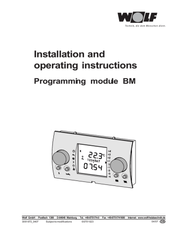 Installation and operating instructions | Manualzz