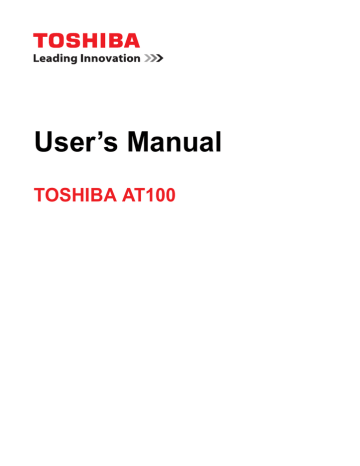 Toshiba | AT100 | User manual | User's Manual | Manualzz Toshiba | AT100 | User manual | User's Manual | Manualzz