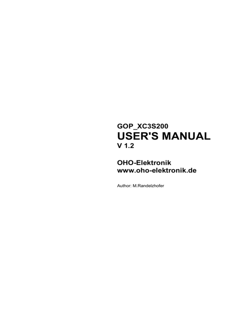 USER'S MANUAL - Oho USER'S MANUAL - Oho