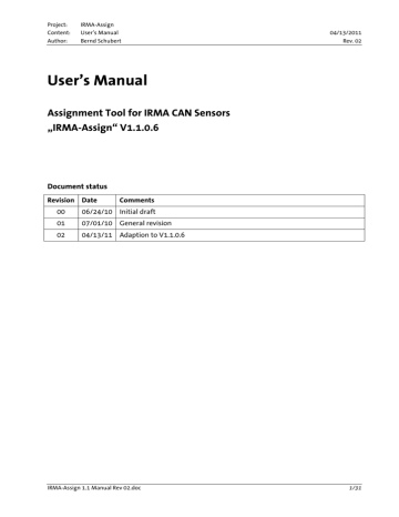 IRIS IRMA-Assign User's Manual, Revision 02, Release Date | Manualzz IRIS IRMA-Assign User's Manual, Revision 02, Release Date | Manualzz