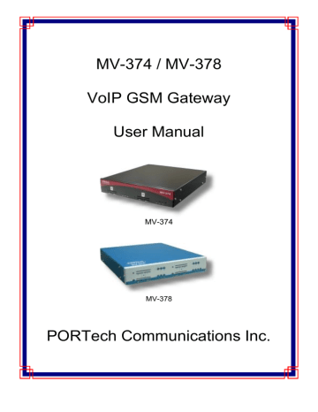 Portech MV-374 User manual | Manualzz Portech MV-374 User manual | Manualzz