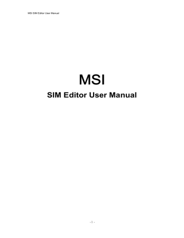 SIM Editor User Manual SIM Editor User Manual