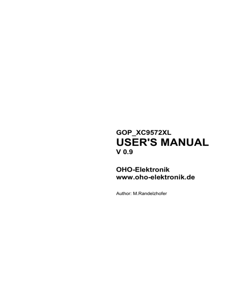 USER'S MANUAL - Oho USER'S MANUAL - Oho