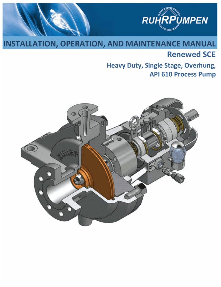 INSTALLATION, OPERATION, AND MAINTENANCE MANUAL INSTALLATION, OPERATION, AND MAINTENANCE MANUAL