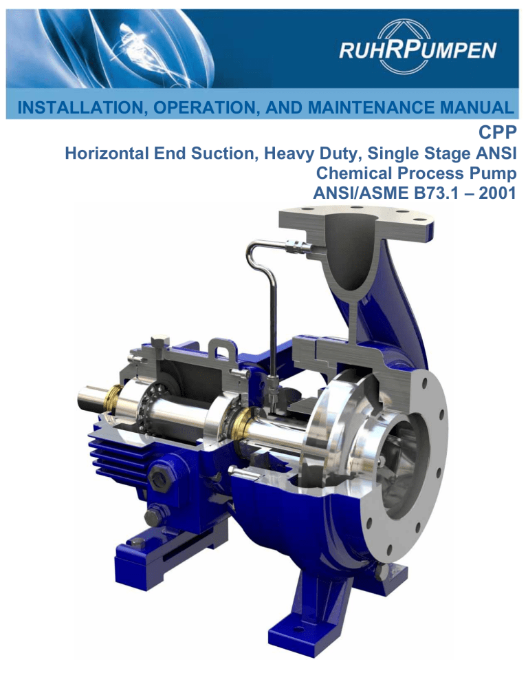 INSTALLATION, OPERATION, AND MAINTENANCE MANUAL INSTALLATION, OPERATION, AND MAINTENANCE MANUAL