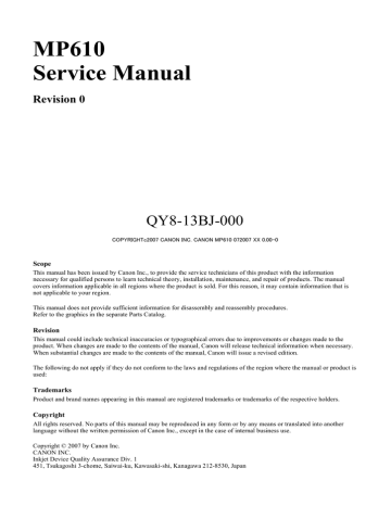 MP610 Service Manual MP610 Service Manual