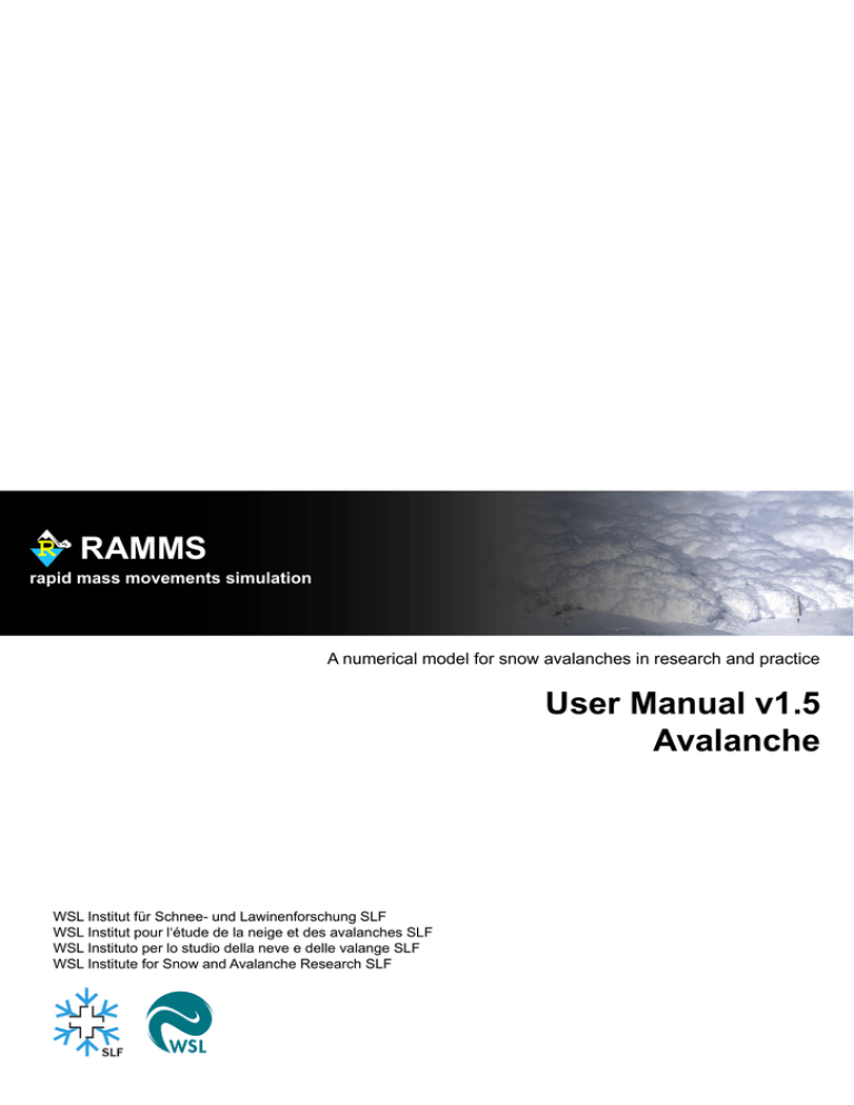 RAMMS User Manual v1.5 Avalanche RAMMS User Manual v1.5 Avalanche