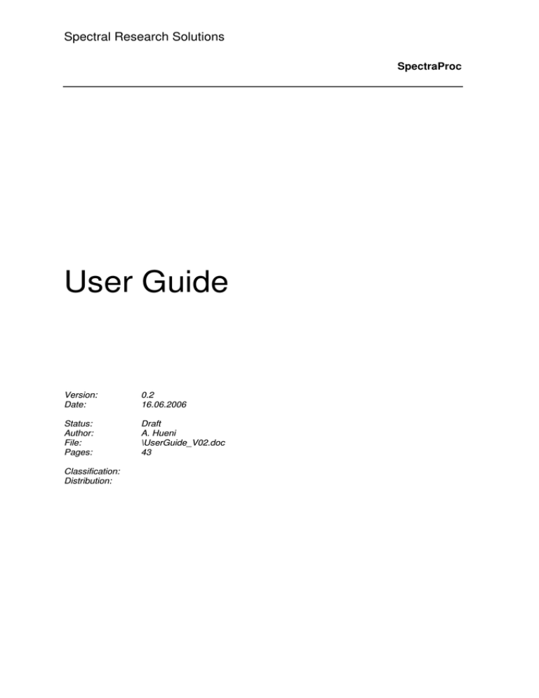 SpectraProc User Guide SpectraProc User Guide