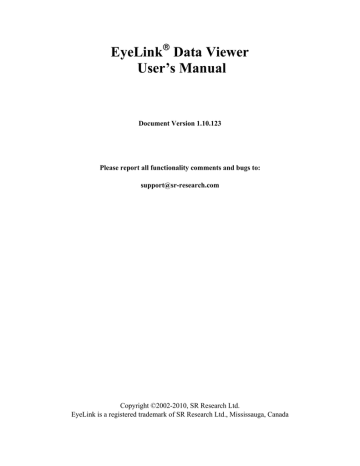 EyeLink Data Viewer User's Manual | Manualzz