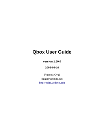 Qbox User Guide Qbox User Guide