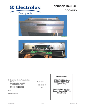 SERVICE MANUAL COOKING - McCulloch Spares, Parts SERVICE MANUAL COOKING - McCulloch Spares, Parts