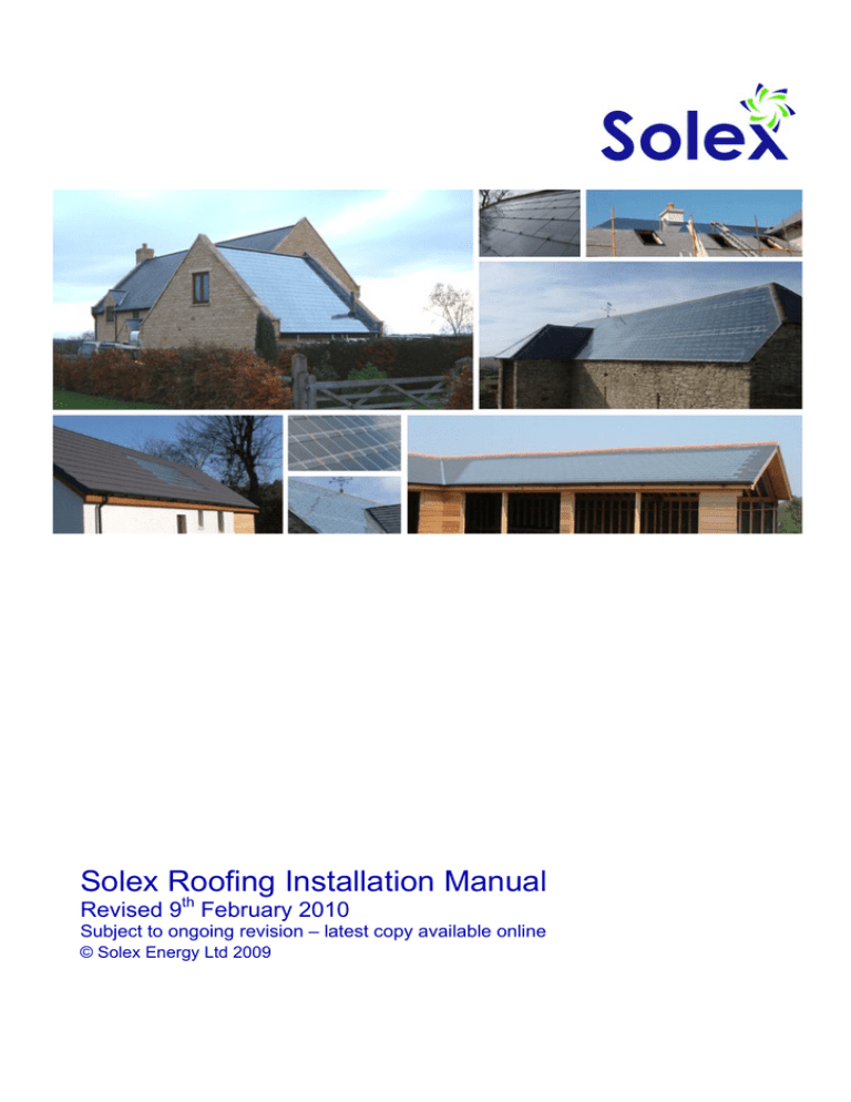 Solex Roofing Installation Manual Solex Roofing Installation Manual