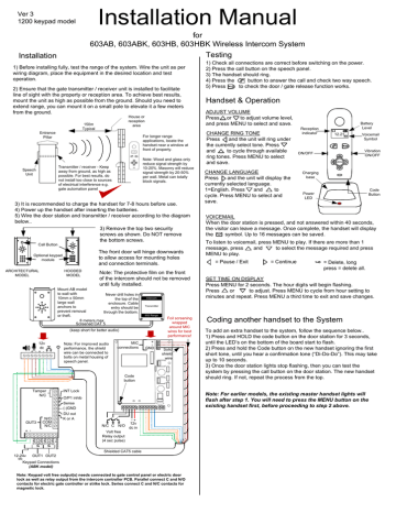 AES 603AB Installation manual | Manualzz
